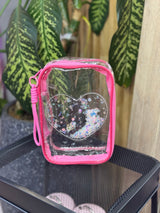 Moonval Clear Travel Toiletry Bag, Transparent Cosmetic Organizer with Wrist Strap