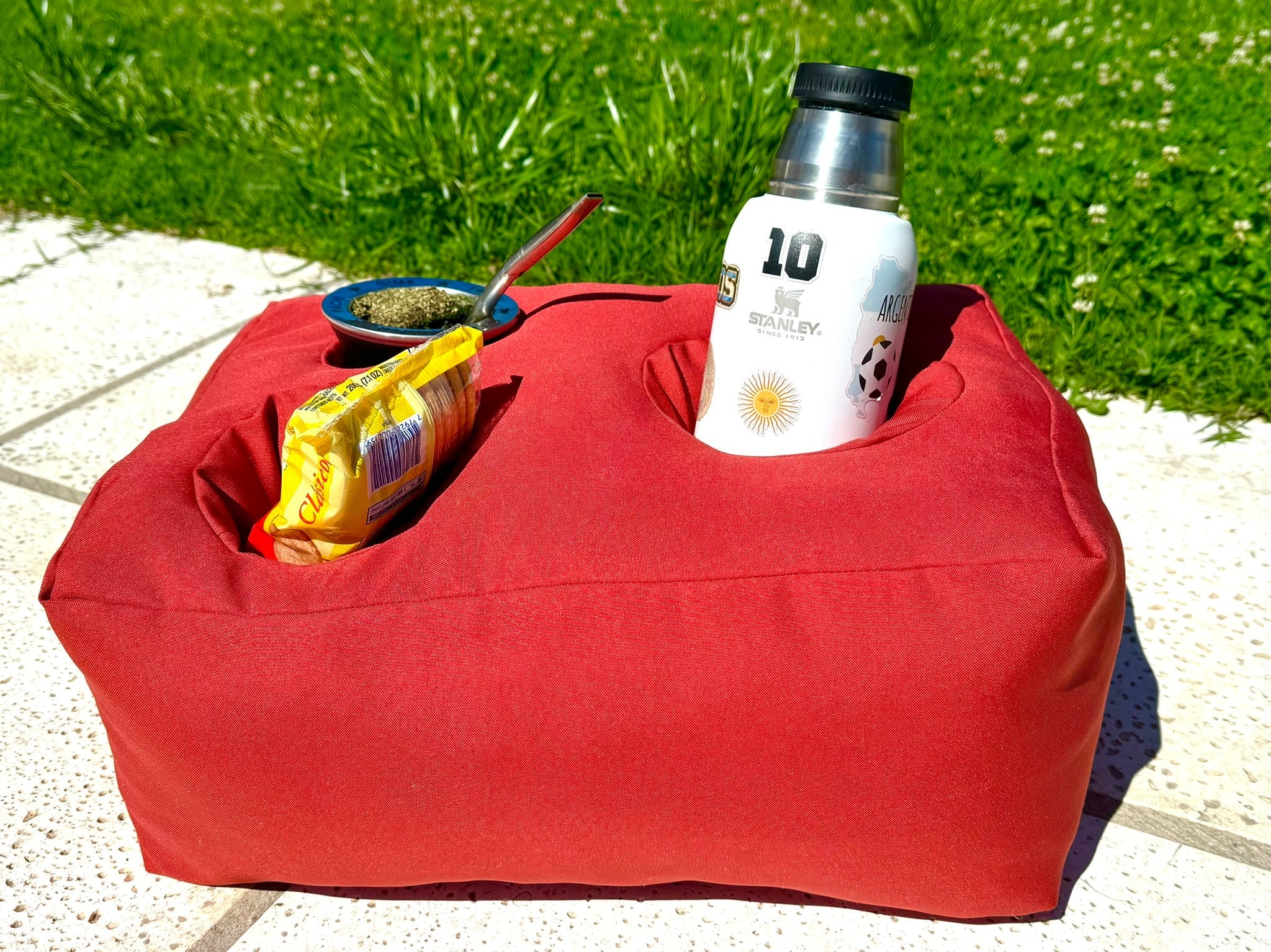 Moonval Mate Cushion Holder, Premium Portable Seat Cushion with Drink Holder for Mate & Outdoor Use