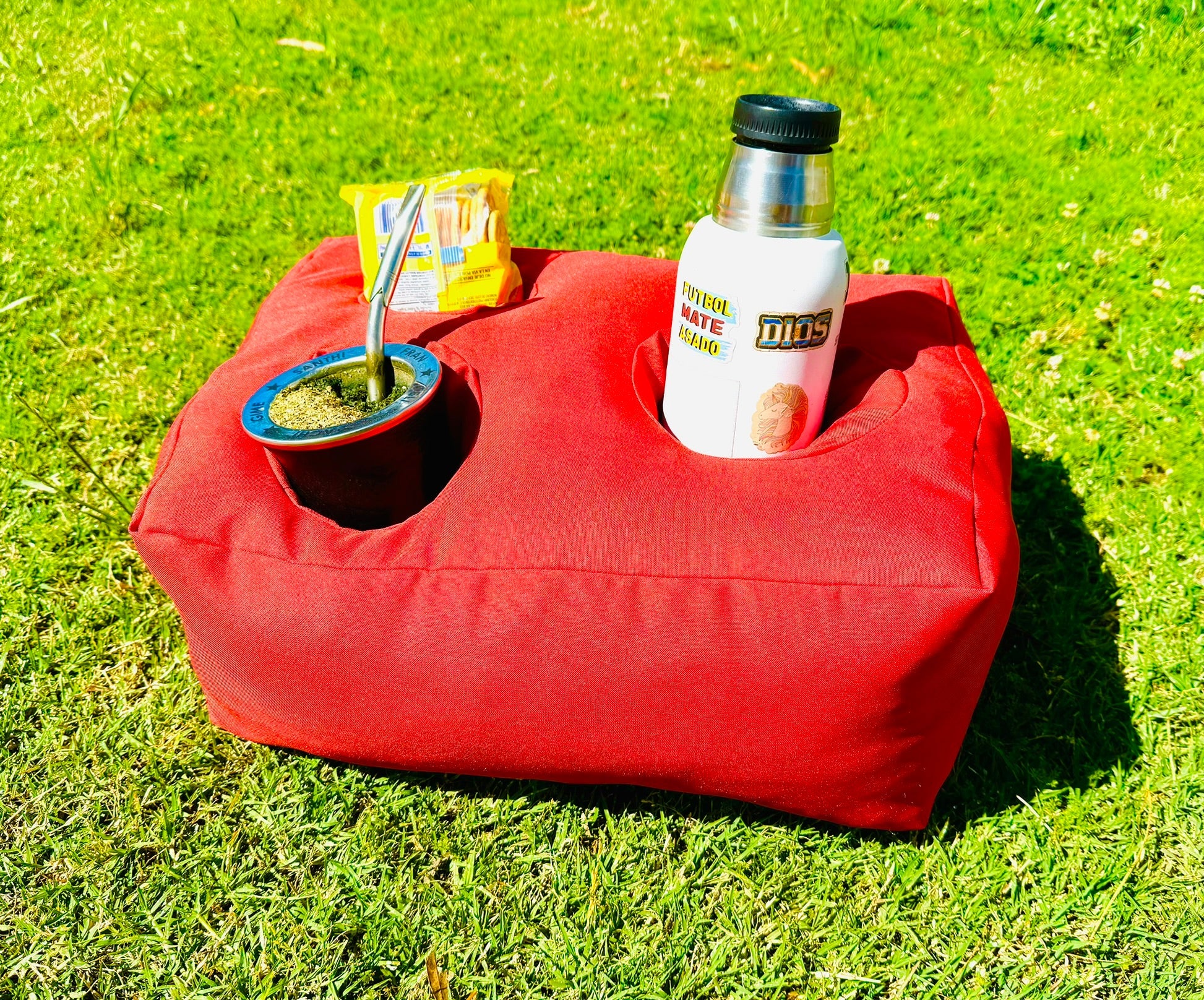 Moonval Mate Cushion Holder, Premium Portable Seat Cushion with Drink Holder for Mate & Outdoor Use
