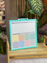 Moonval Double-Sided Dry Erase Weekly Planner Board with Marker, Reusable Desk Memo Board