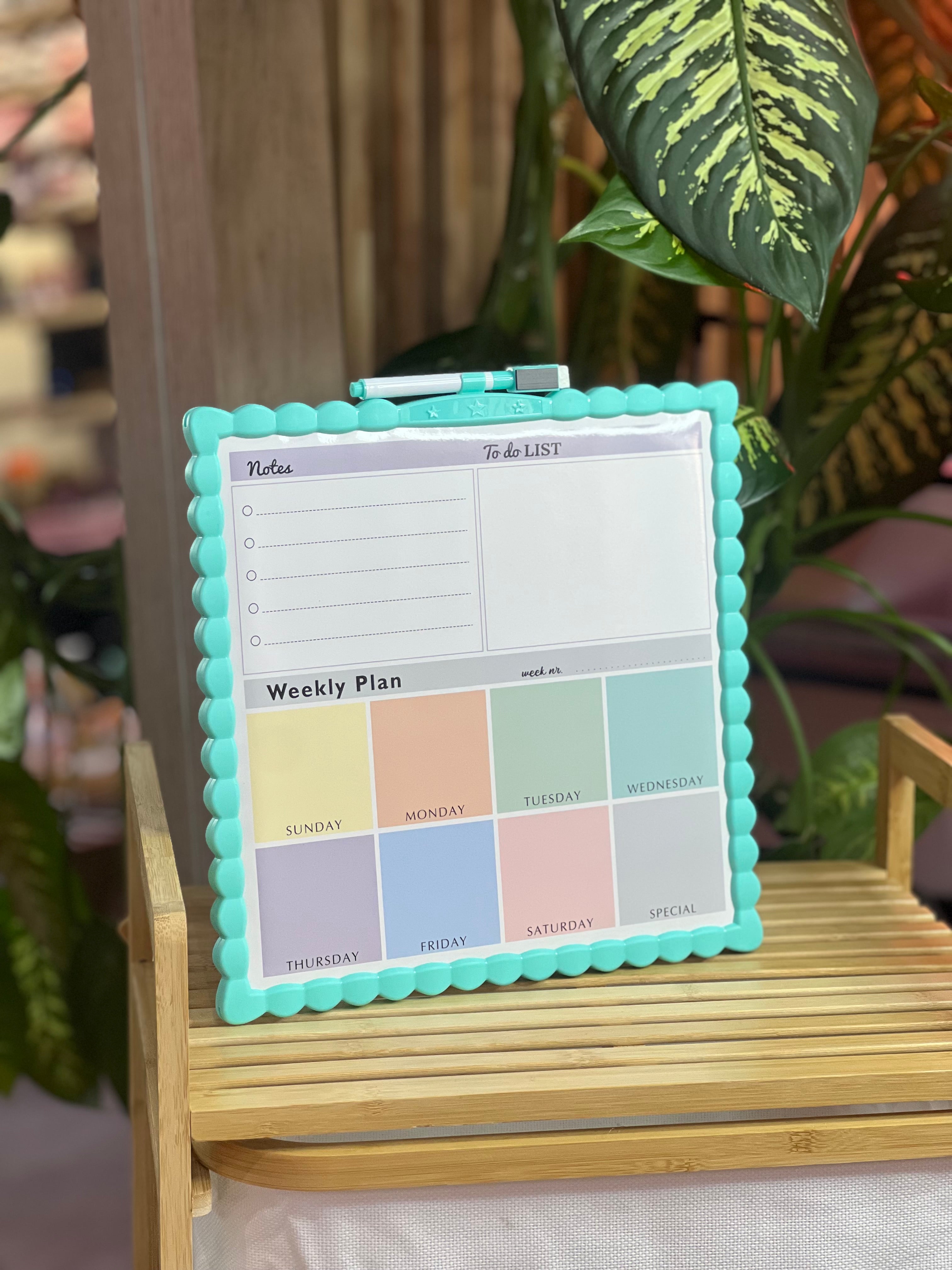 Moonval Double-Sided Dry Erase Weekly Planner Board with Marker, Reusable Desk Memo Board