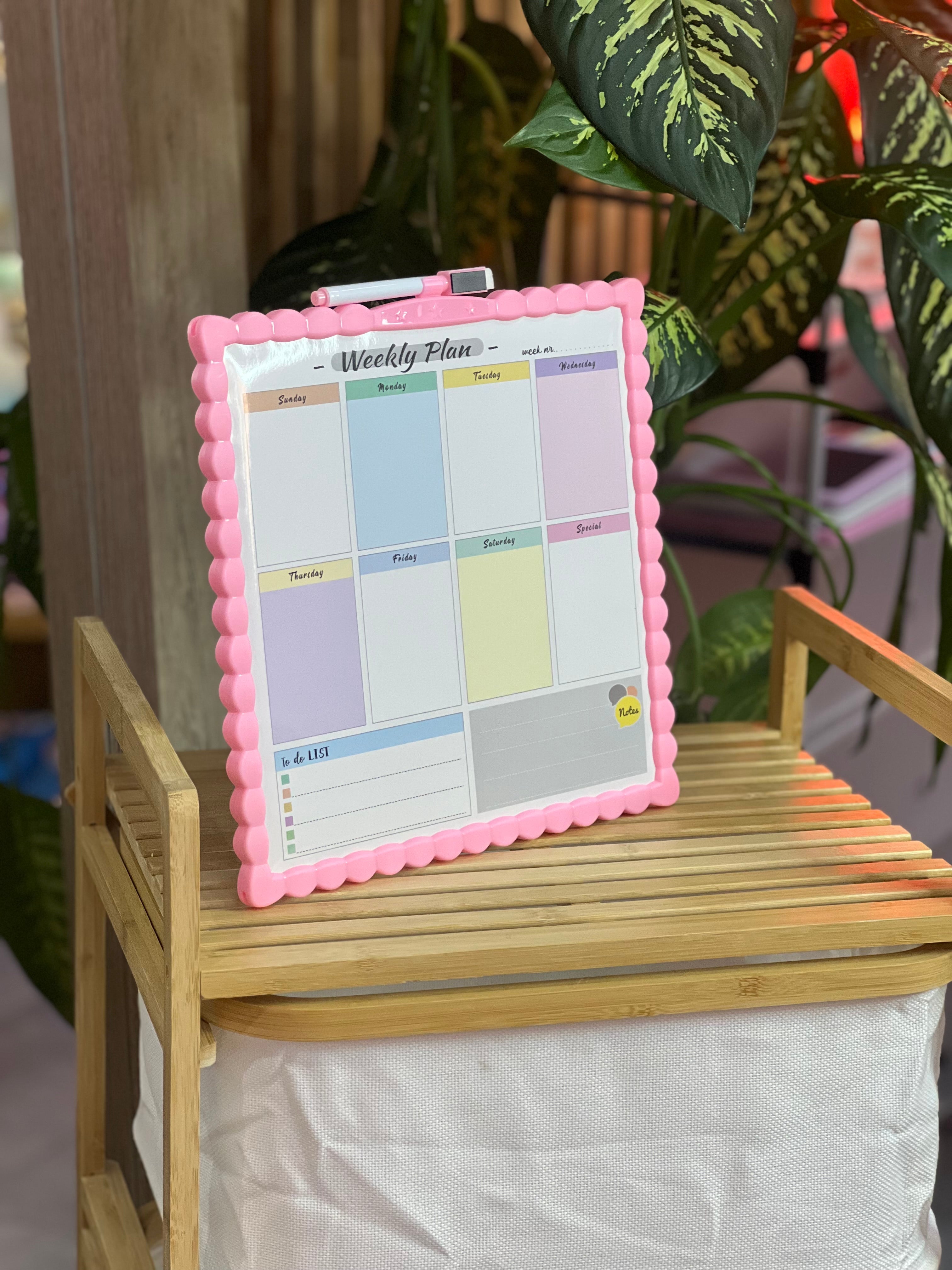 Moonval Double-Sided Dry Erase Weekly Planner Board with Marker, Reusable Desk Memo Board