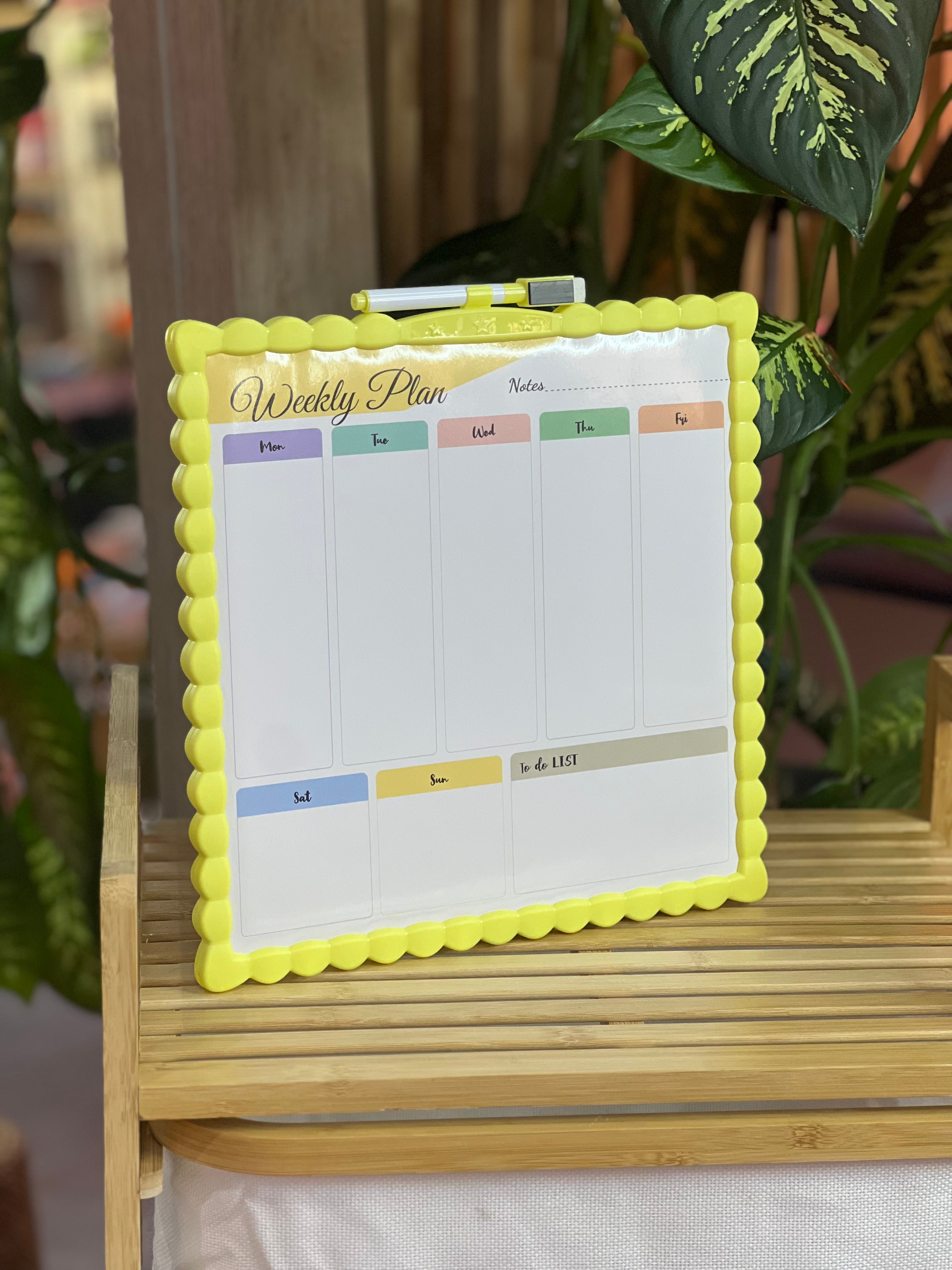 Moonval Double-Sided Dry Erase Weekly Planner Board with Marker, Reusable Desk Memo Board