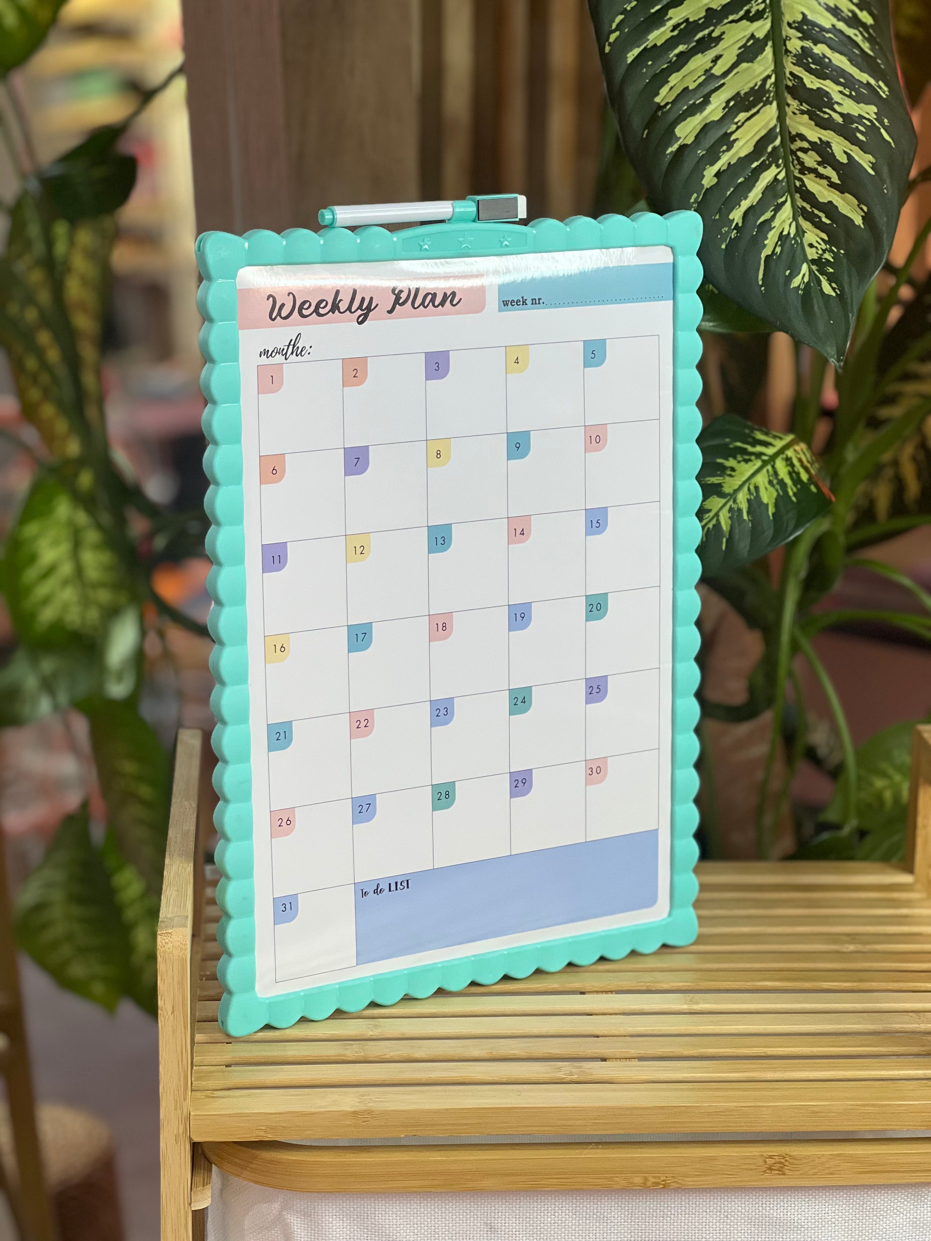 Moonval Double-Sided Dry Erase Planner Board with Weekly & Monthly Calendar, Reusable Memo Board