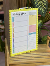 Moonval Double-Sided Dry Erase Planner Board with Weekly & Monthly Calendar, Reusable Memo Board
