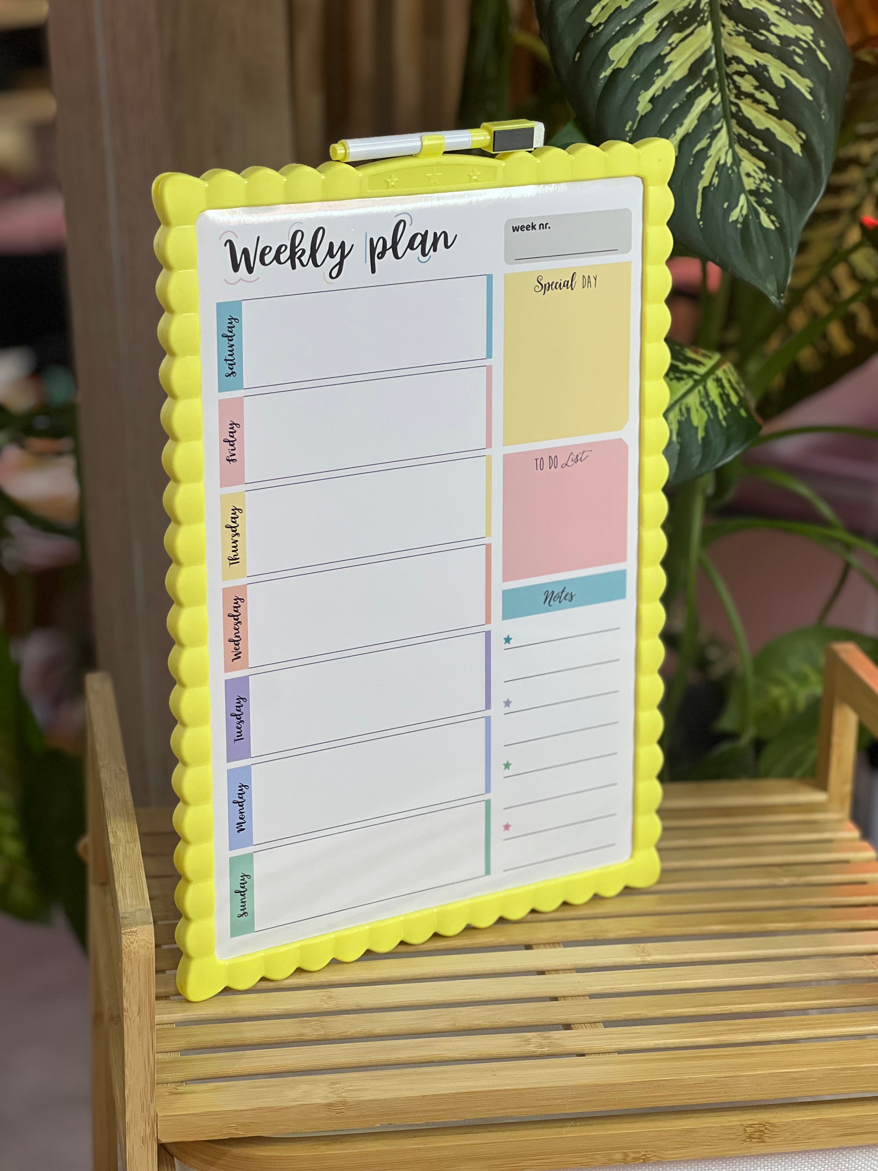 Moonval Double-Sided Dry Erase Planner Board with Weekly & Monthly Calendar, Reusable Memo Board