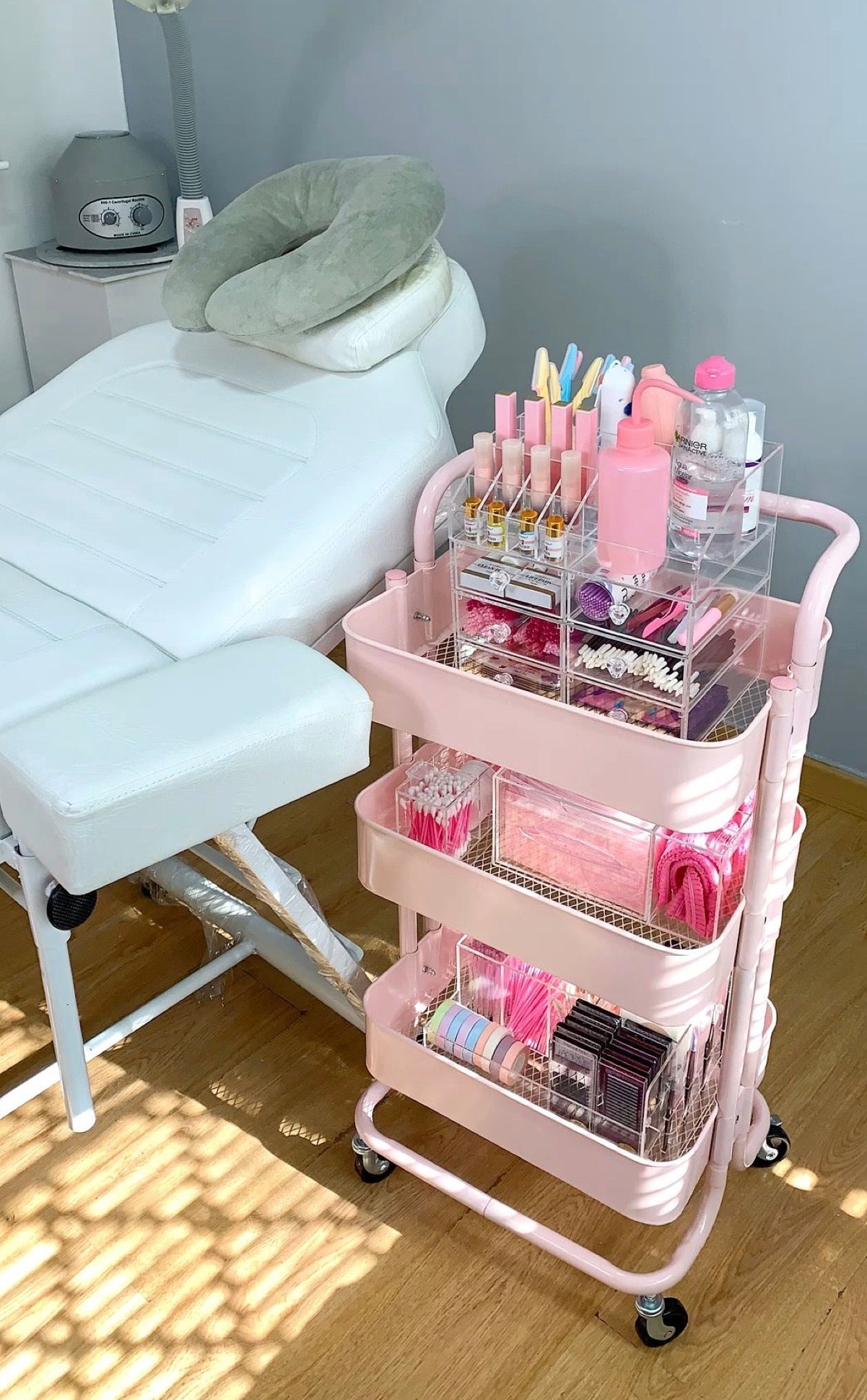 Moonval 3-Tier Rolling Utility Cart, Metal Storage Organizer with Wheels & Handle
