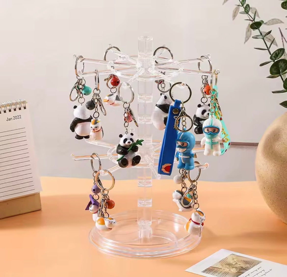 Moonval Rotating Jewelry Organizer Stand, 2-Tier Clear Necklace, Bracelet & Earring Holder