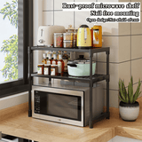 Moonval Microwave Storage Rack, 2-Tier Kitchen Counter Organizer for Microwave, Toaster & Appliances