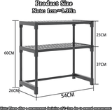 Moonval Microwave Storage Rack, 2-Tier Kitchen Counter Organizer for Microwave, Toaster & Appliances