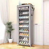 Moonval Fabric Shoe Cabinet, 8-Tier Dustproof Shoe Storage Organizer with Roll-Up Cover