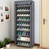 Moonval Fabric Shoe Cabinet, 8-Tier Dustproof Shoe Storage Organizer with Roll-Up Cover