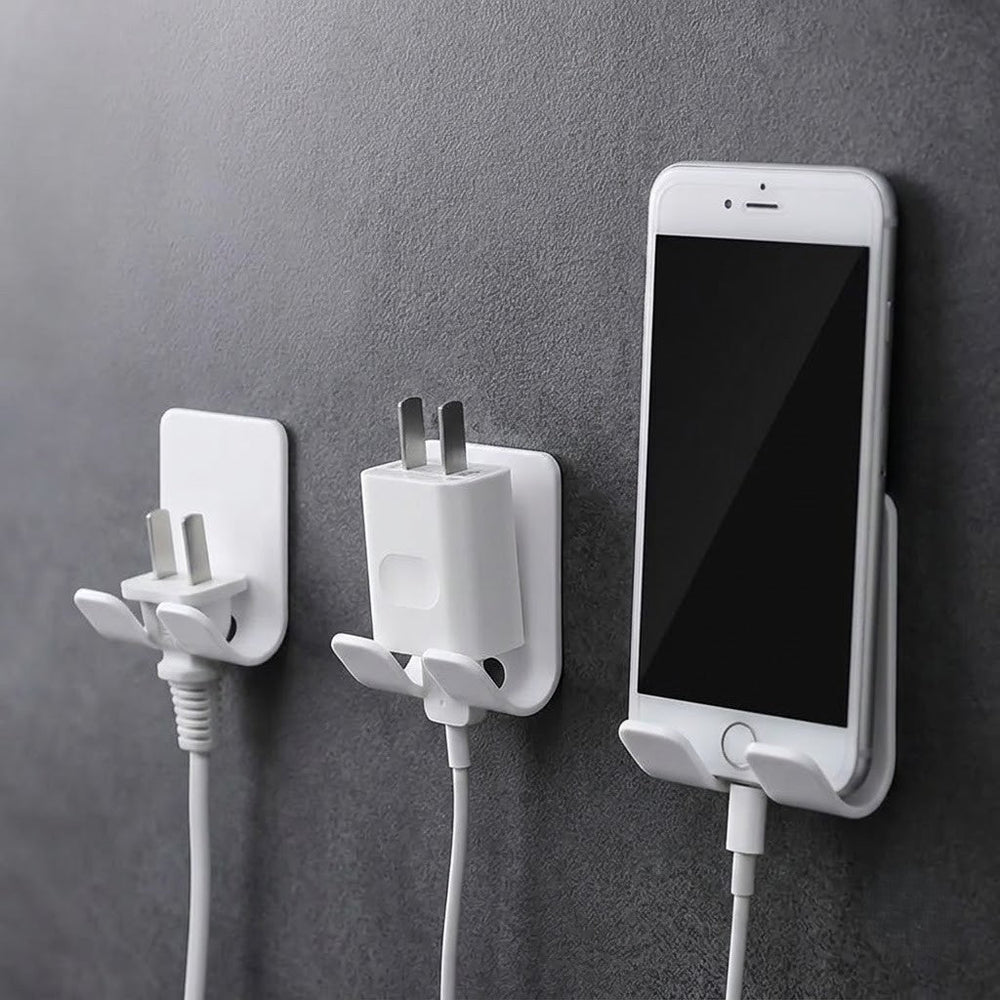 Moonval Wall-Mounted Phone Holder, Self-Adhesive Charger and Accessory Organizer