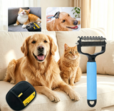 Moonval Pet Grooming Brush, Double-Sided Deshedding & Detangling Brush for Dogs & Cats