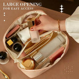 Moonval Makeup Travel Bag, Portable Cosmetic Organizer with Spacious Compartments & Carry Handle