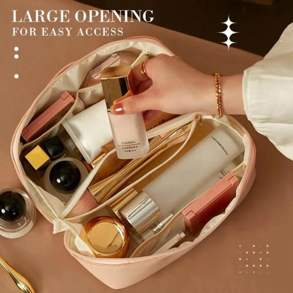 Moonval Makeup Travel Bag, Portable Cosmetic Organizer with Spacious Compartments & Carry Handle