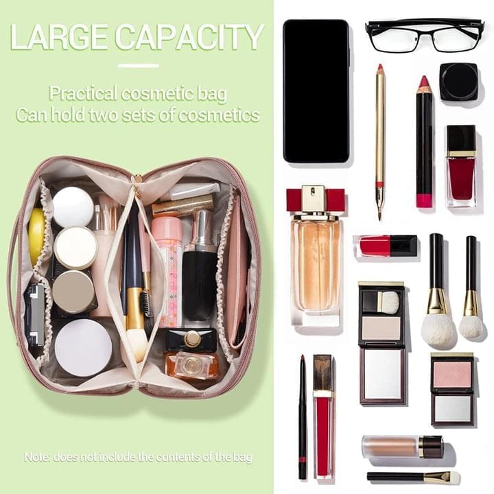 Moonval Makeup Travel Bag, Portable Cosmetic Organizer with Spacious Compartments & Carry Handle