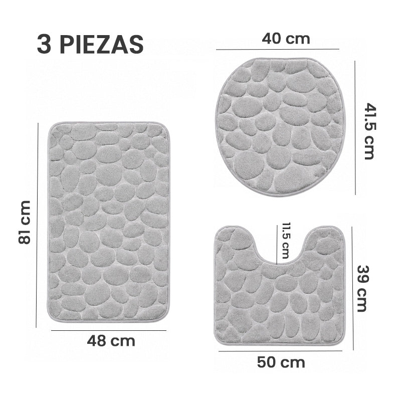 Moonval 3-Piece Bathroom Rug Set, Ultra-Soft Absorbent Non-Slip Mats for Shower, Toilet & Vanity