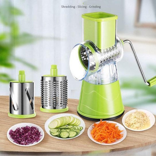 Moonval Rotary Vegetable Slicer, 3-in-1 Cheese Grater with Stainless Steel Drums