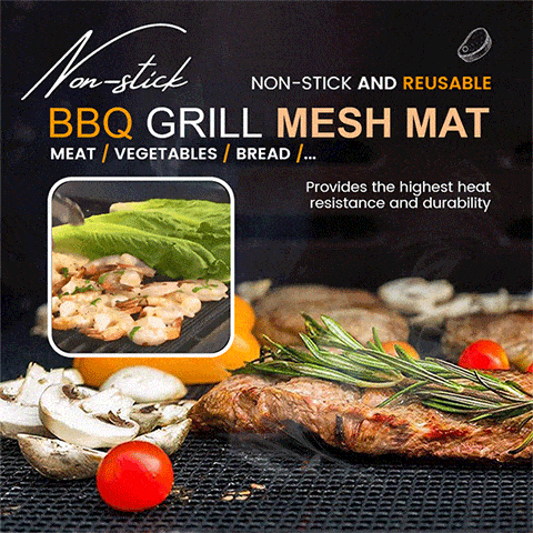 Moonval Non-Stick BBQ Grill Mesh Mat, Reusable Cut-to-Fit Grilling & Baking Liner