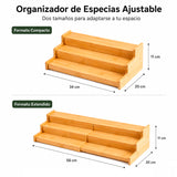 Moonval Bamboo Spice Organizer, Expandable Adjustable Spice Rack for Kitchen Cabinets & Countertops