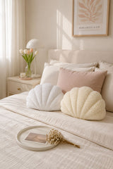 Moonval Seashell Throw Pillow, Soft Plush Decorative Cushion for Sofa, Bed & Nursery