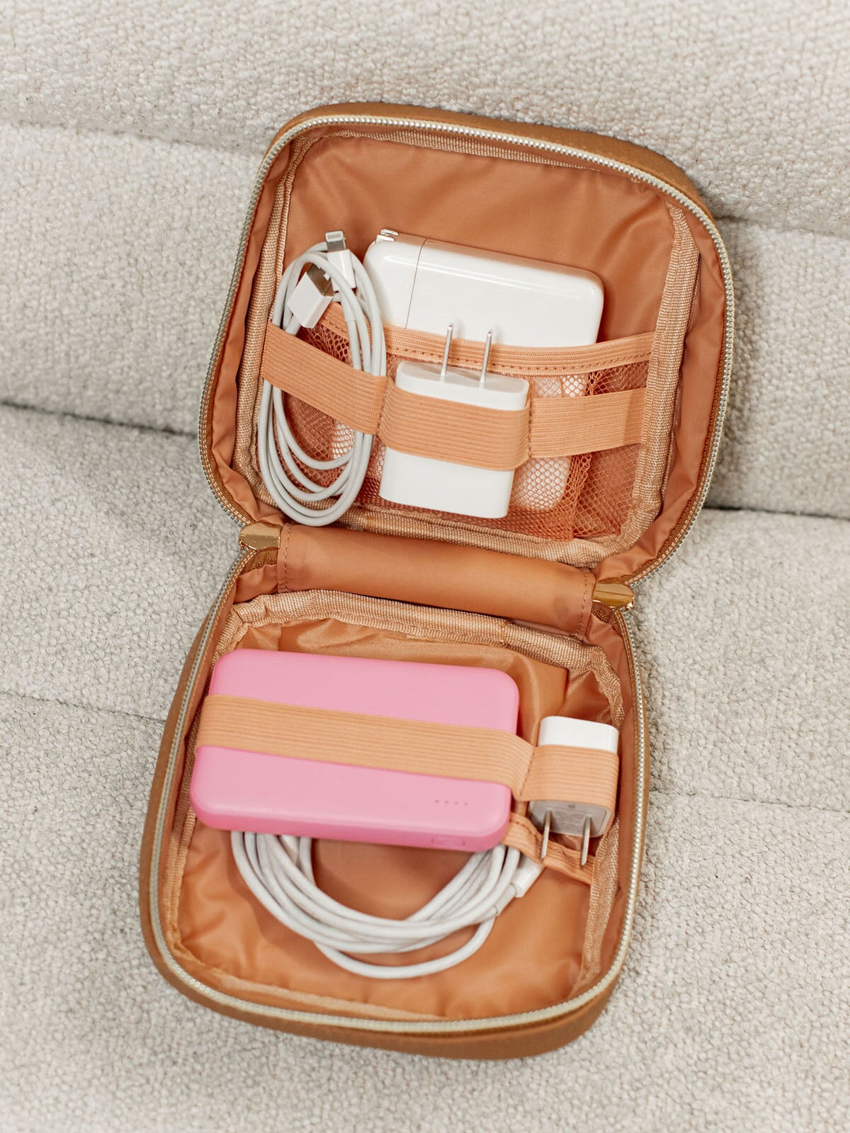 Moonval Leather Tech Organizer Case, Portable Electronics Storage Pouch for Cables, Chargers & Accessories