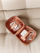 Moonval Leather Tech Organizer Case, Portable Electronics Storage Pouch for Cables, Chargers & Accessories