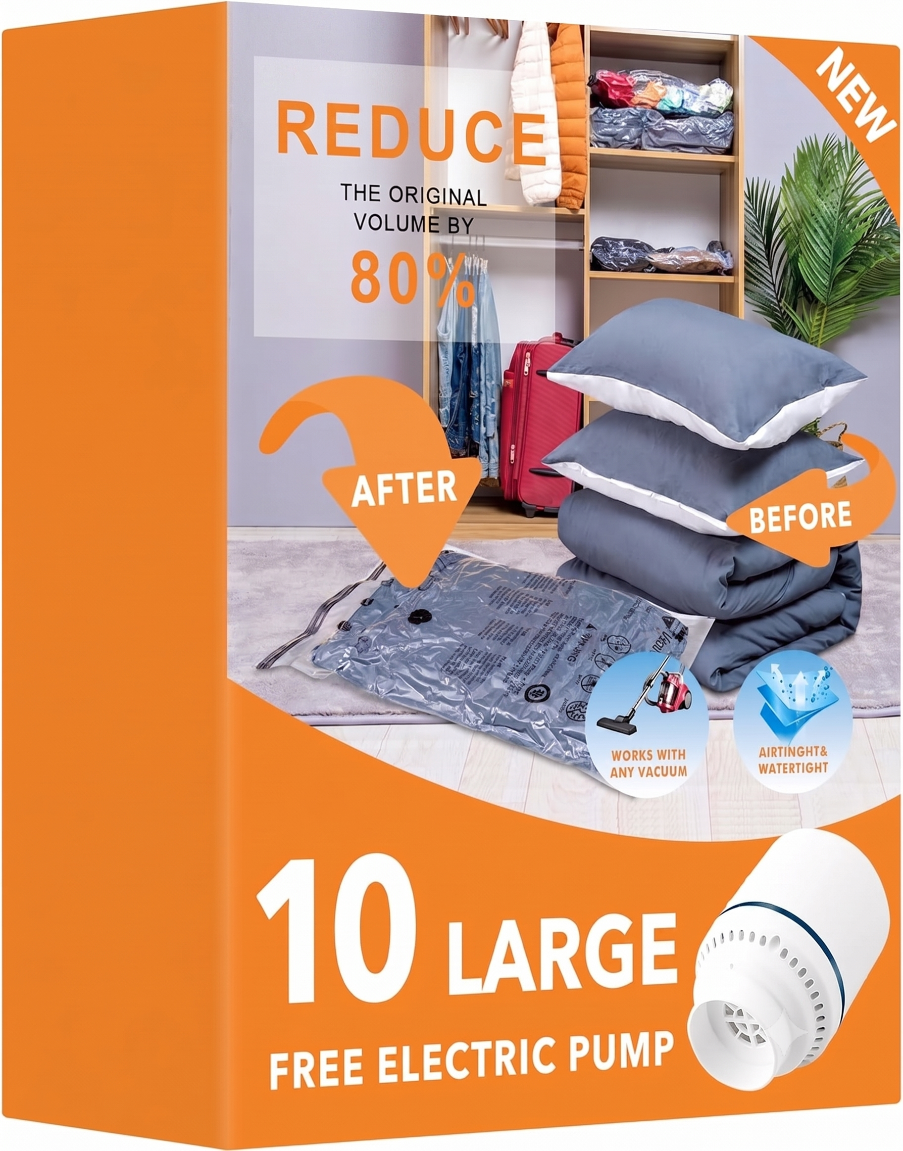 Moonval Vacuum Storage Bags, Space Saver Bags with Electric Pump for Clothes & Bedding