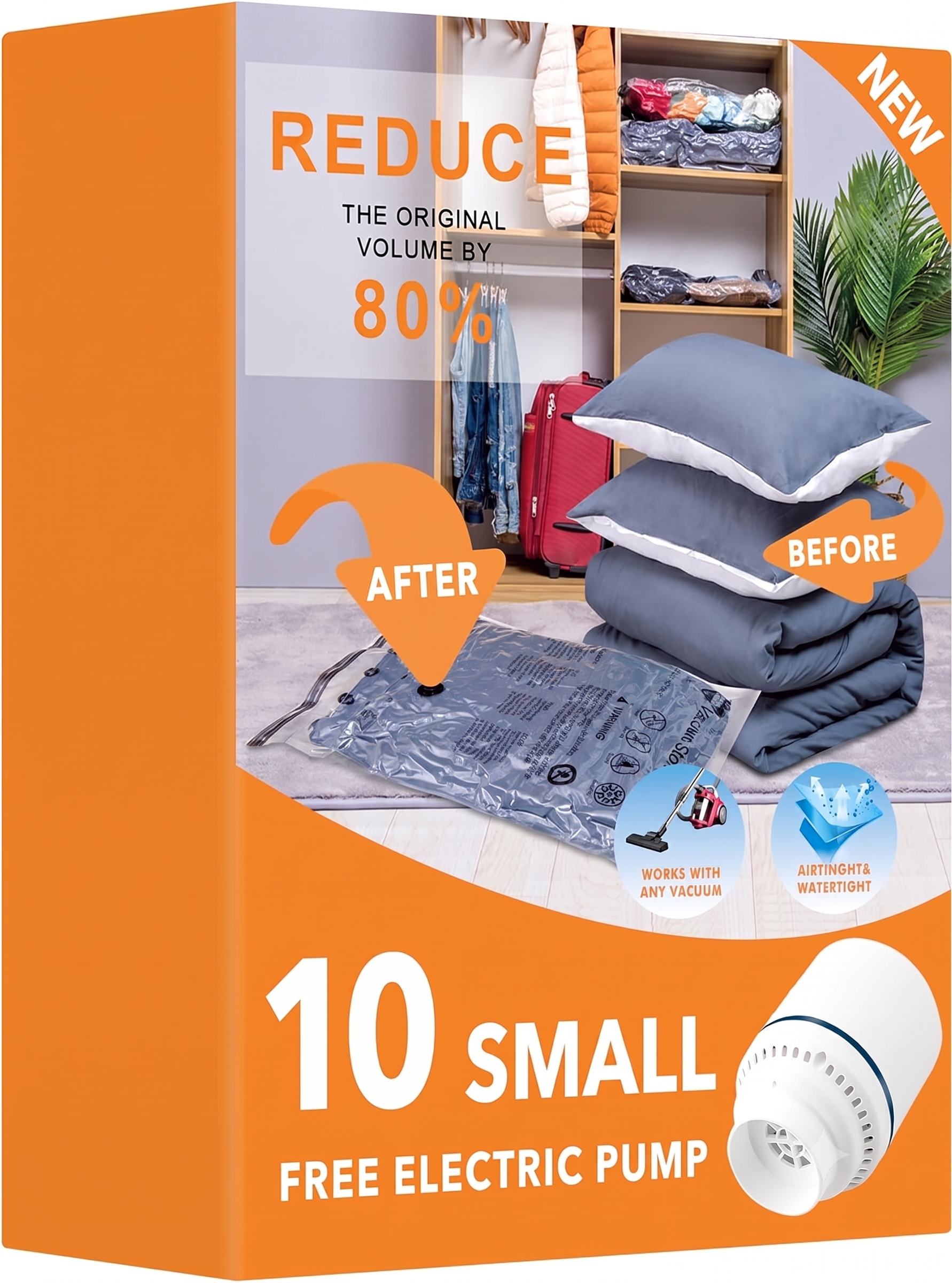 Moonval Vacuum Storage Bags, Space Saver Bags with Electric Pump for Clothes & Bedding
