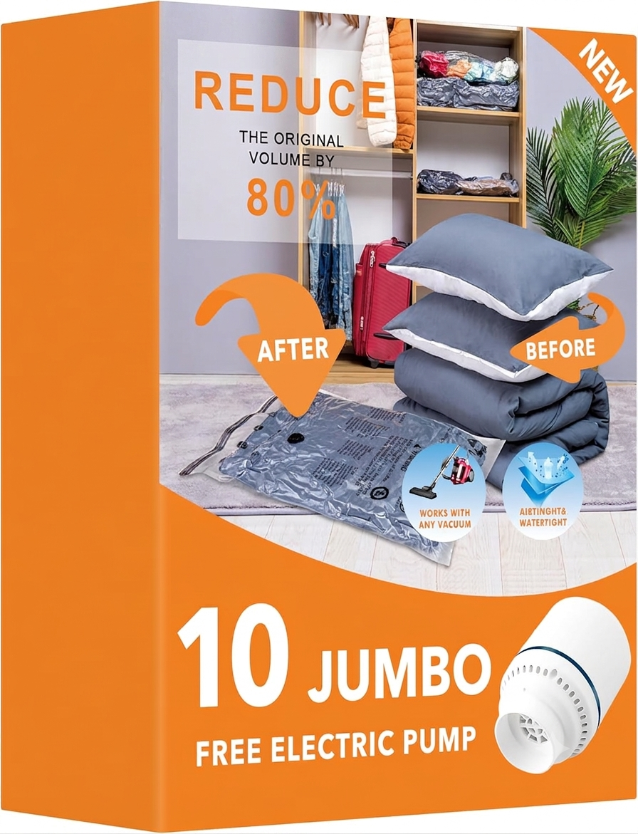 Moonval Vacuum Storage Bags, Space Saver Bags with Electric Pump for Clothes & Bedding
