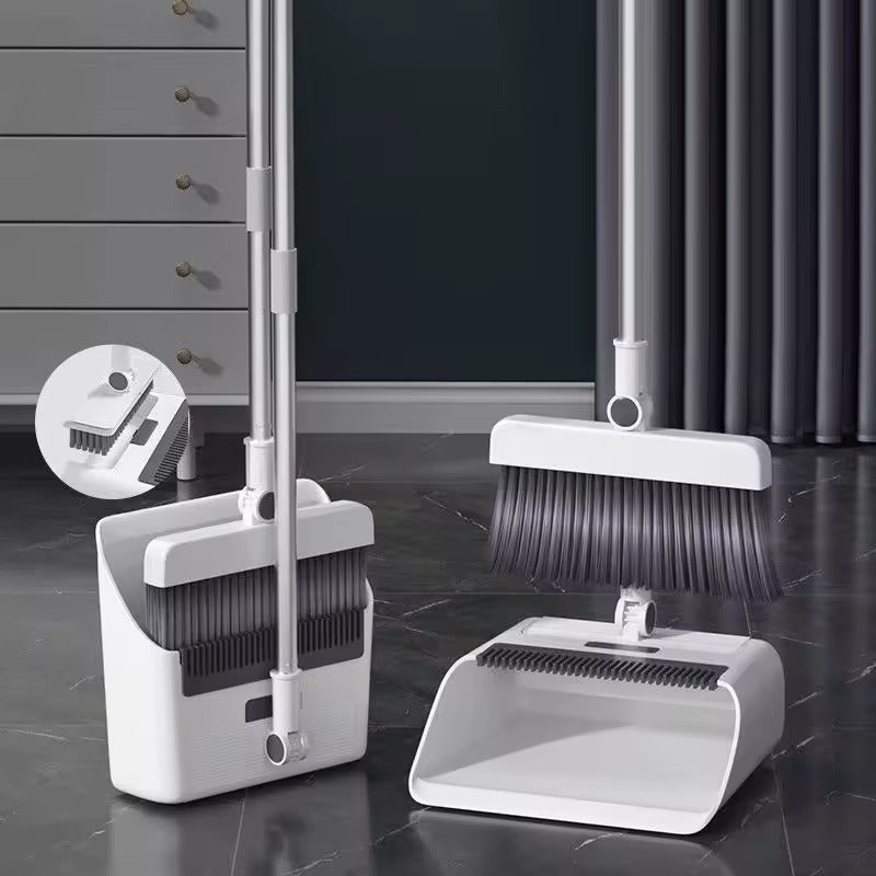 Moonval 4-in-1 Cleaning Dustpan Set, Broom, Squeegee & Brush Floor Cleaning System