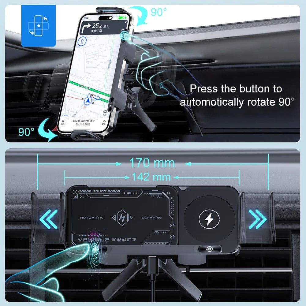 Moonval Expandable Rotating Car Phone Holder, 360° Dashboard Mount for Phones & Foldables