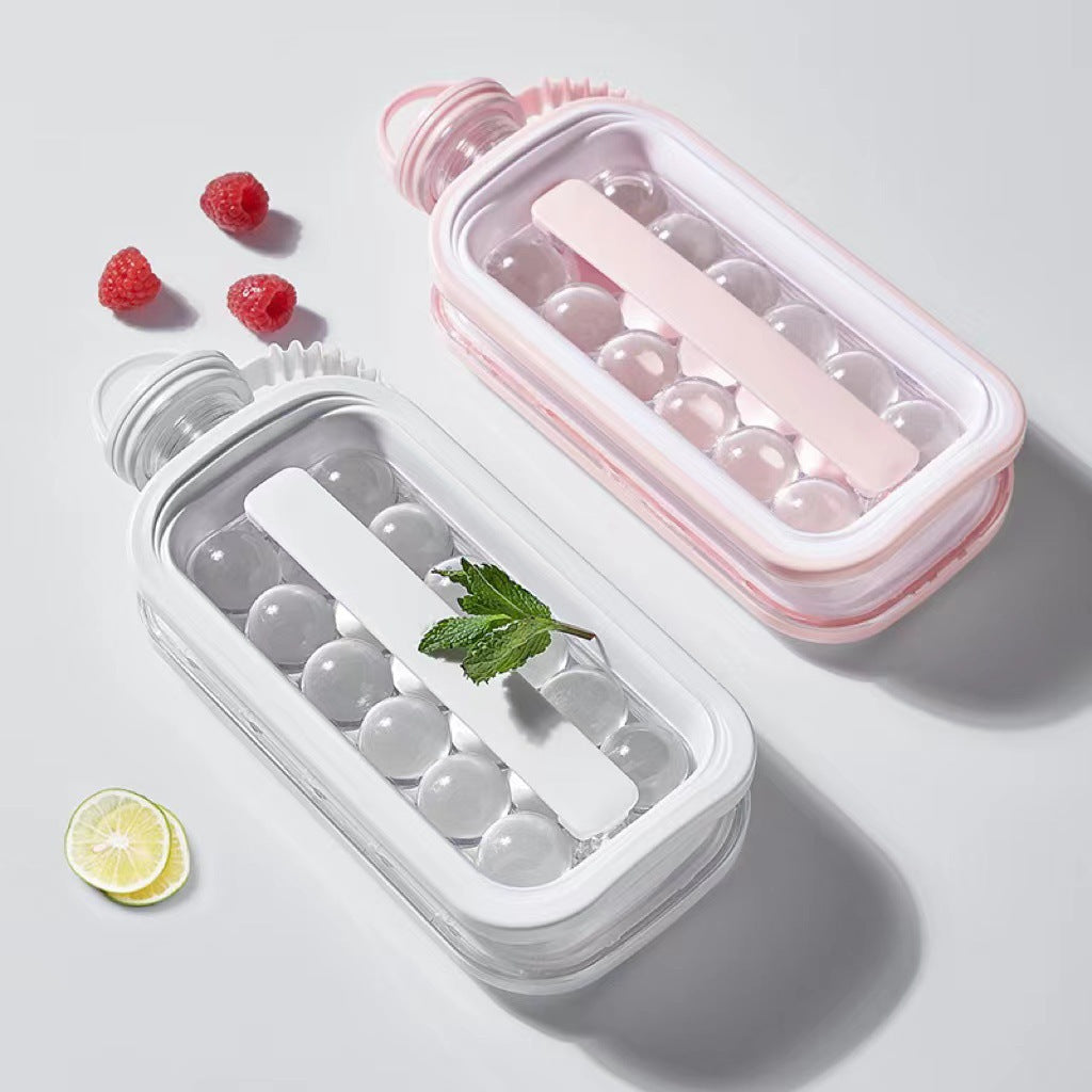 Moonval Ice Cube Bottle with 17 Ice Molds, Reusable Water Bottle & Ice Tray