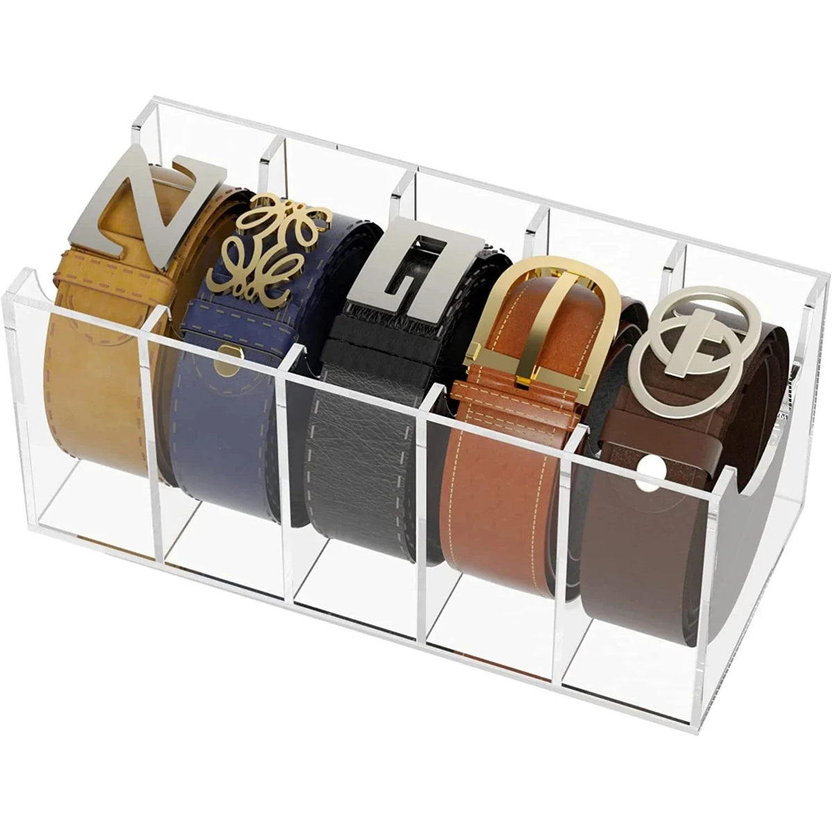 Moonval Premium Acrylic Belt Organizer, Clear Closet Storage Rack for Belts, Ties & Accessories