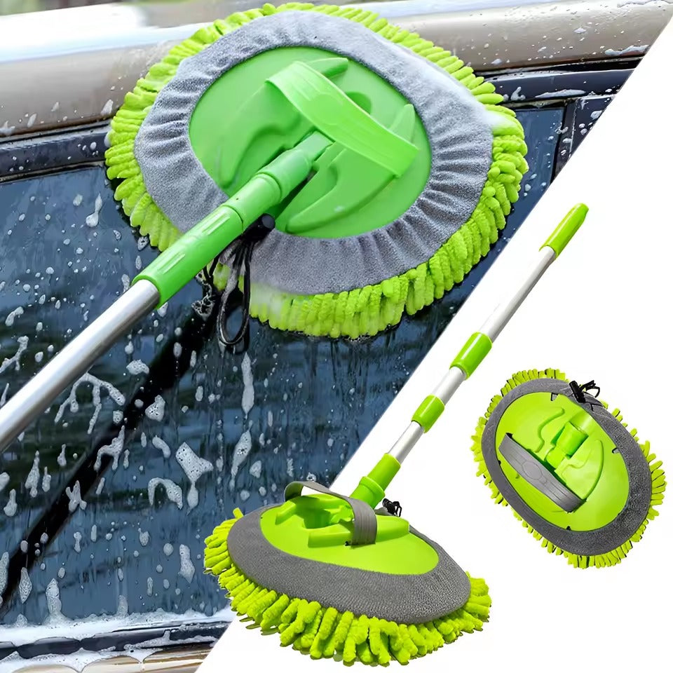 Moonval 2-in-1 Car Wash Brush Mop Kit, Extendable Microfiber Cleaning Mop for Cars & Home