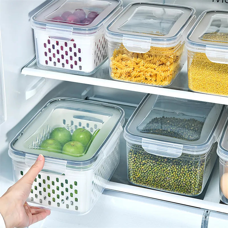 Moonval Refrigerator Storage Container, Airtight Produce Keeper for Fruits & Vegetables