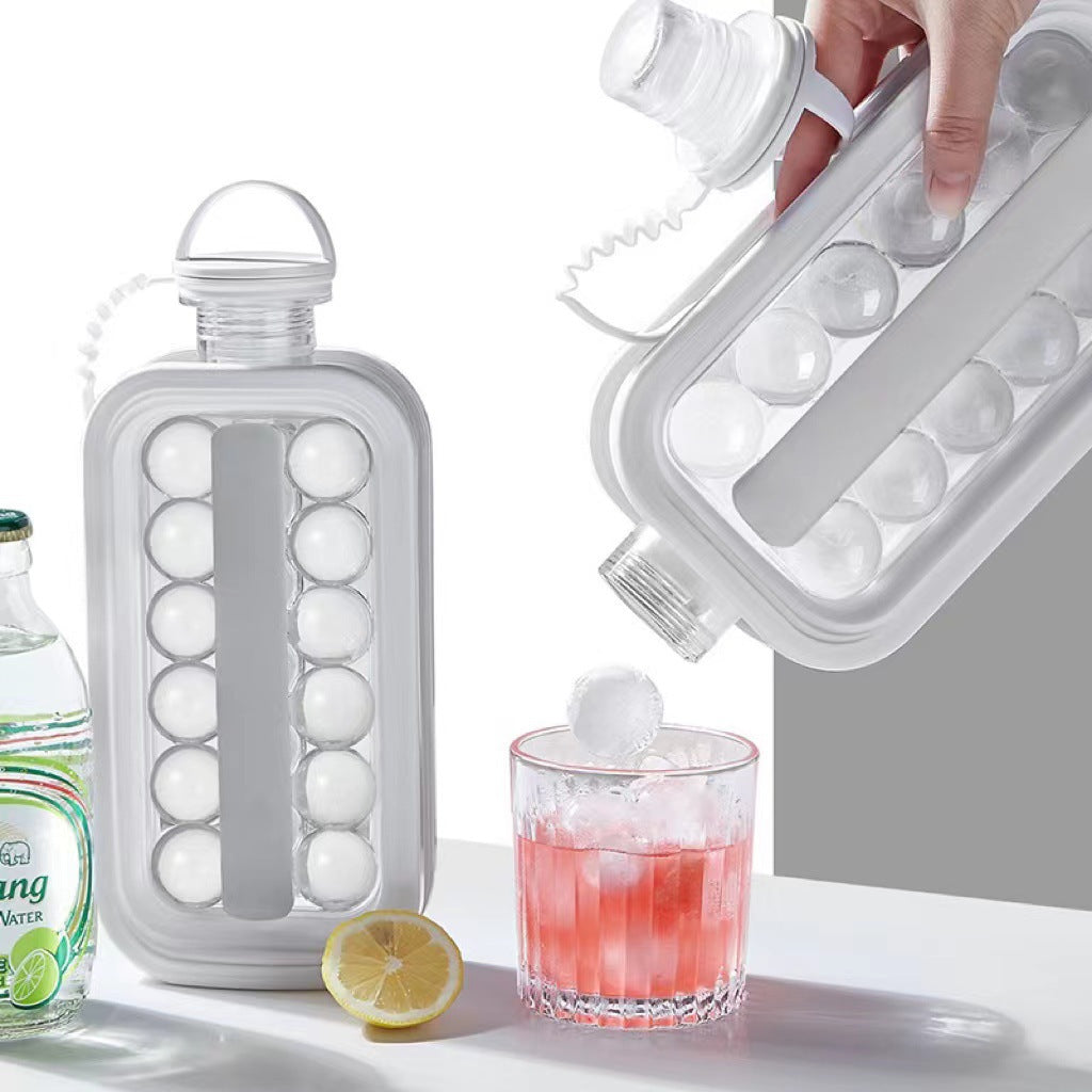 Moonval Ice Cube Bottle with 17 Ice Molds, Reusable Water Bottle & Ice Tray