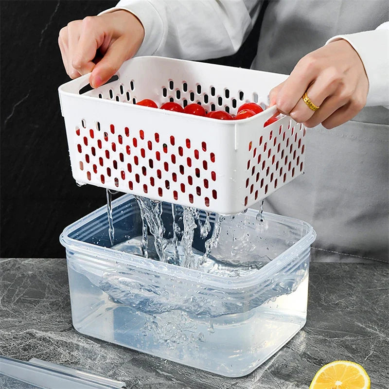 Moonval Refrigerator Storage Container, Airtight Produce Keeper for Fruits & Vegetables