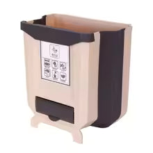 Moonval Foldable Hanging Kitchen Trash Bin, Cabinet Door Waste Bin with Bag Storage, 10L