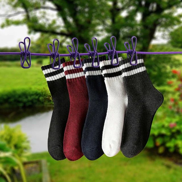Moonval Portable Clothesline, Retractable Travel Laundry Line with 12 Clips for Indoor & Outdoor Drying