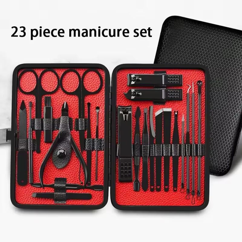 Moonval 23-Piece Manicure Set, Stainless Steel Nail Clippers & Grooming Kit with Travel Case