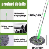 Moonval Self-Squeezing Spin Mop with Microfiber Head, Hands-Free Floor Cleaning System