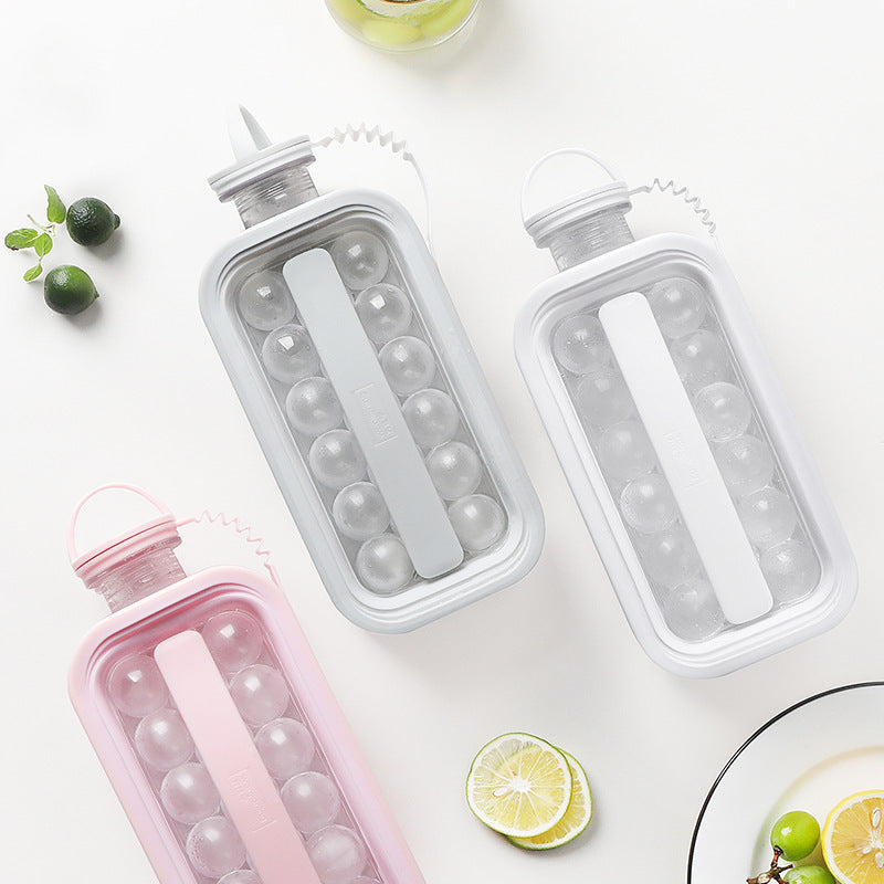 Moonval Ice Cube Bottle with 17 Ice Molds, Reusable Water Bottle & Ice Tray