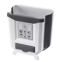 Moonval Foldable Hanging Kitchen Trash Bin, Cabinet Door Waste Bin with Bag Storage, 10L