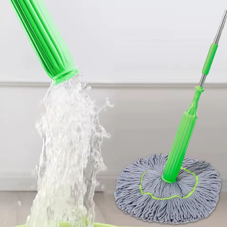 Moonval Self-Squeezing Spin Mop with Microfiber Head, Hands-Free Floor Cleaning System