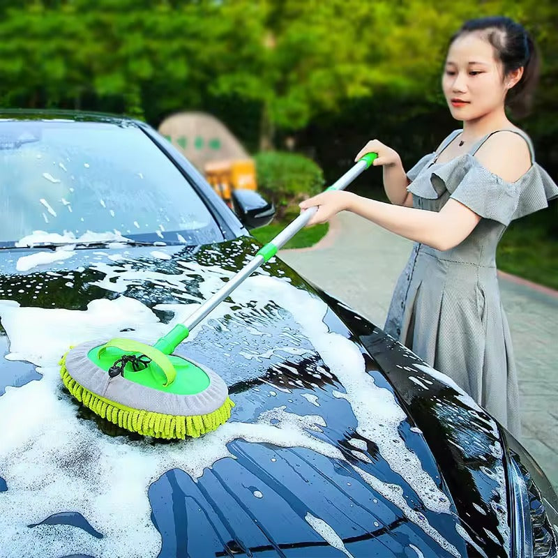 Moonval 2-in-1 Car Wash Brush Mop Kit, Extendable Microfiber Cleaning Mop for Cars & Home