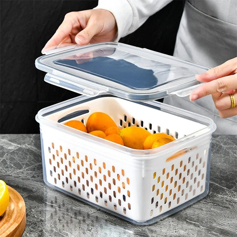 Moonval Refrigerator Storage Container, Airtight Produce Keeper for Fruits & Vegetables