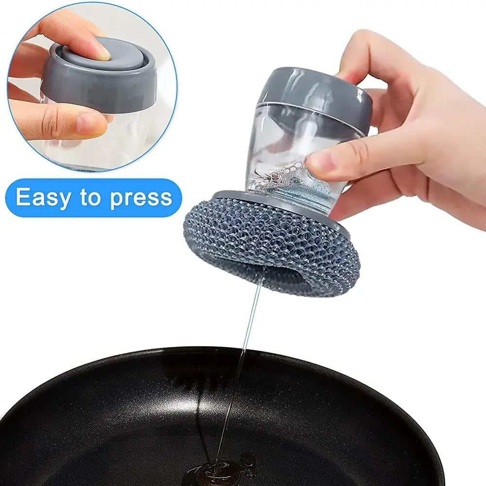 Moonval Soap Dispensing Dish Brush with Scrubber, Refillable Kitchen Cleaning Brush