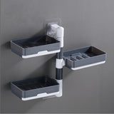 Moonval 3-Tier Rotating Soap Holder, Wall-Mounted Self-Draining Bathroom Organizer